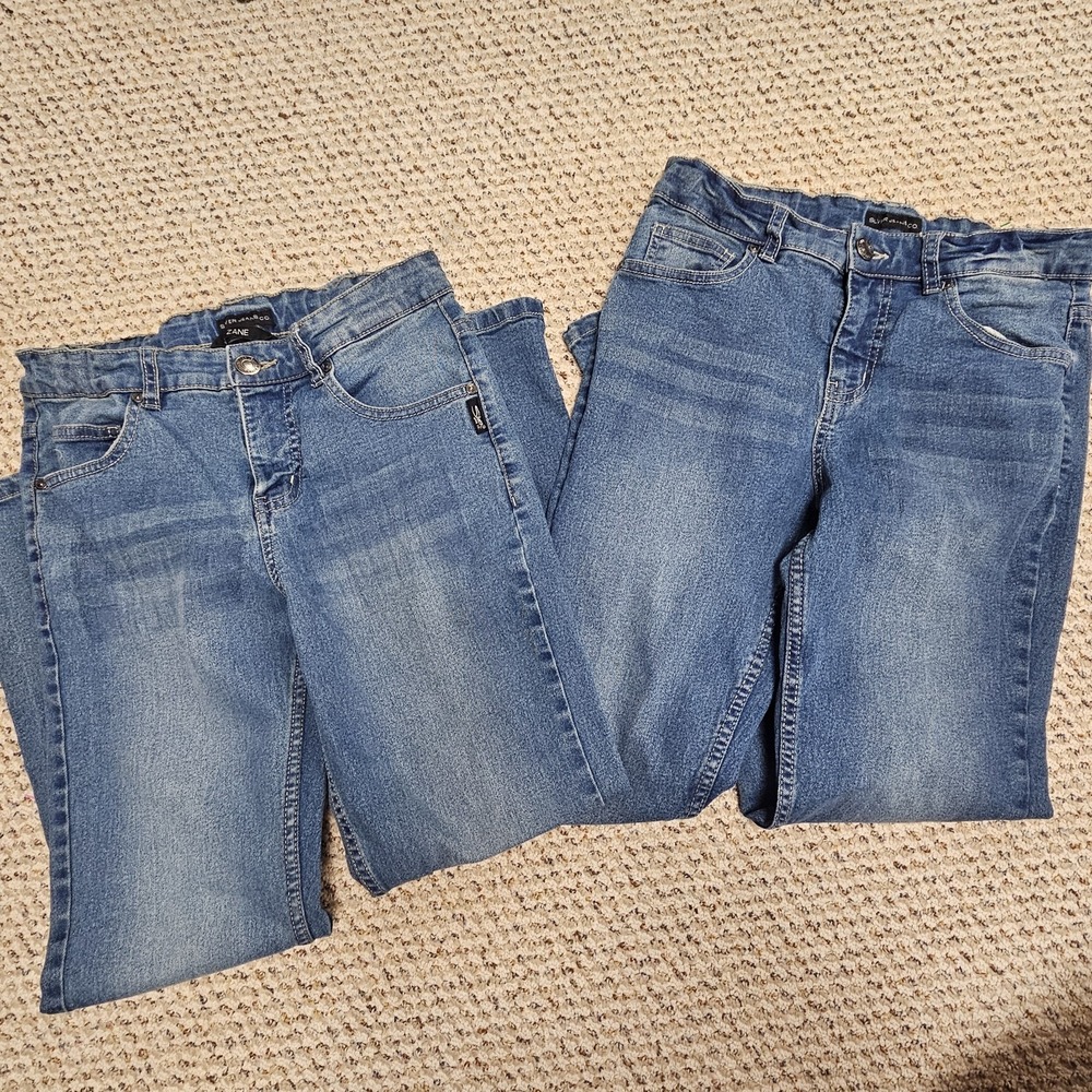 Lot of 2 - Silver Jeans Zane Girls Size 12 Denim Cowboy Bootcut Blue Jeans